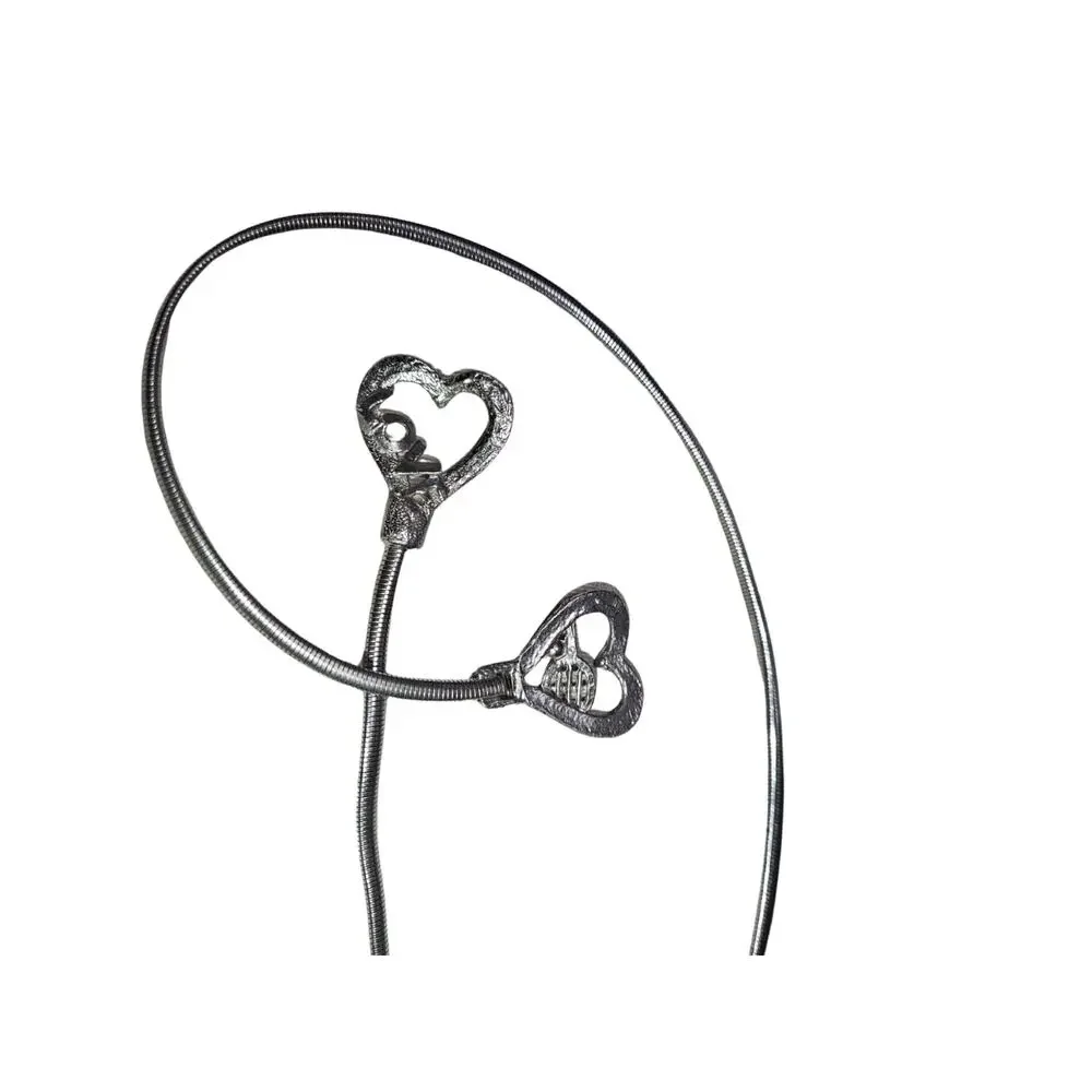 1970s Silver Tennis Motif Serpentine Belt Interlocking Stretchable Heart Buckle